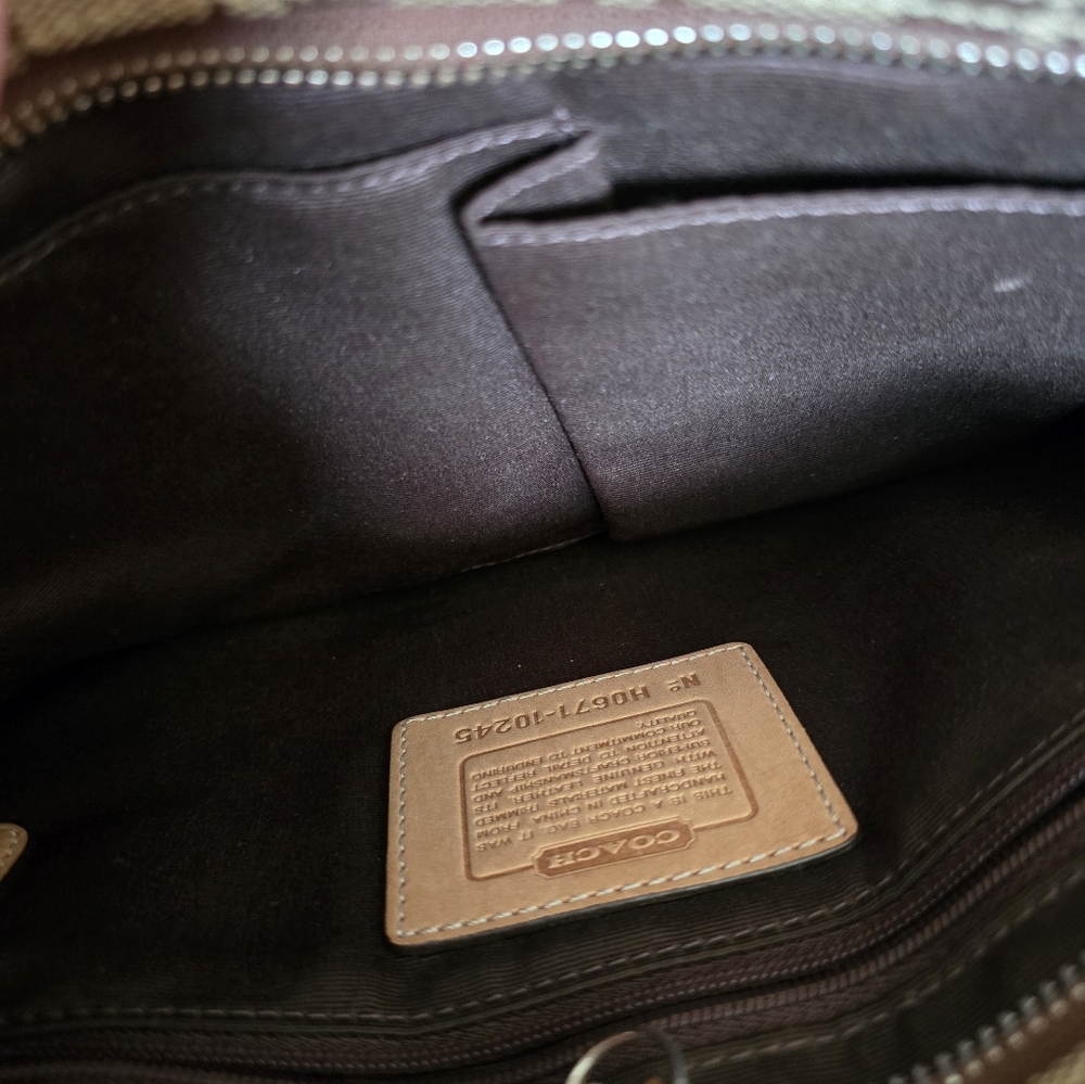 Coach Hampton Signature Canvas Satchel with Tan Leather Trim - Picture 3 of 5